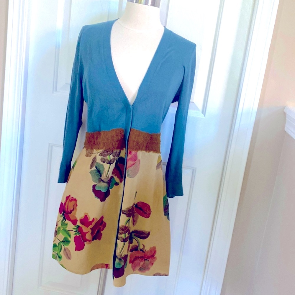 Knitted & Knotted Anthropologie Cardigan Floral